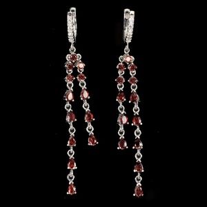 Red Wine Mozambique Garnet CZ 925 Silver Earrings